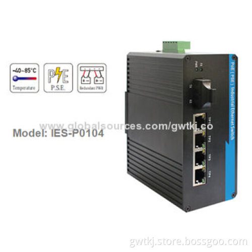PoE industrial Ethernet switch, 15.4w per PoE port, dual redundant power input(-48V DC)